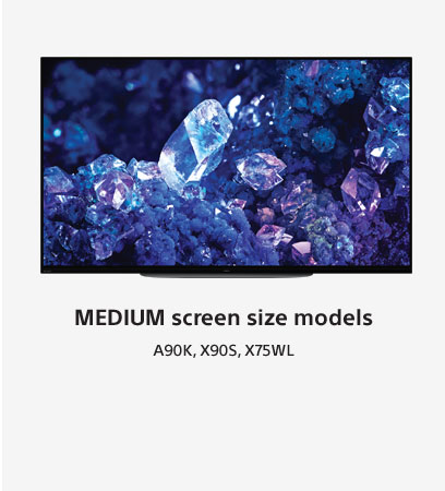 Medium Sony TV Screen Size Models: A90K, X90S, and X75L.