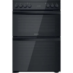 Indesit ID67V9KMBUK 60cm Double Oven Electric Cooker with Ceramic Hob - Black